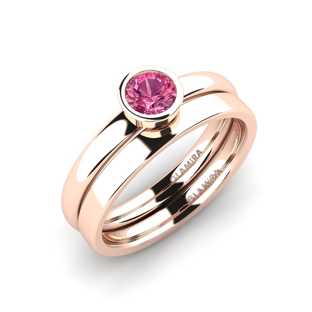 9ct Rose Gold Pink Tourmaline Bridal Set True Love
