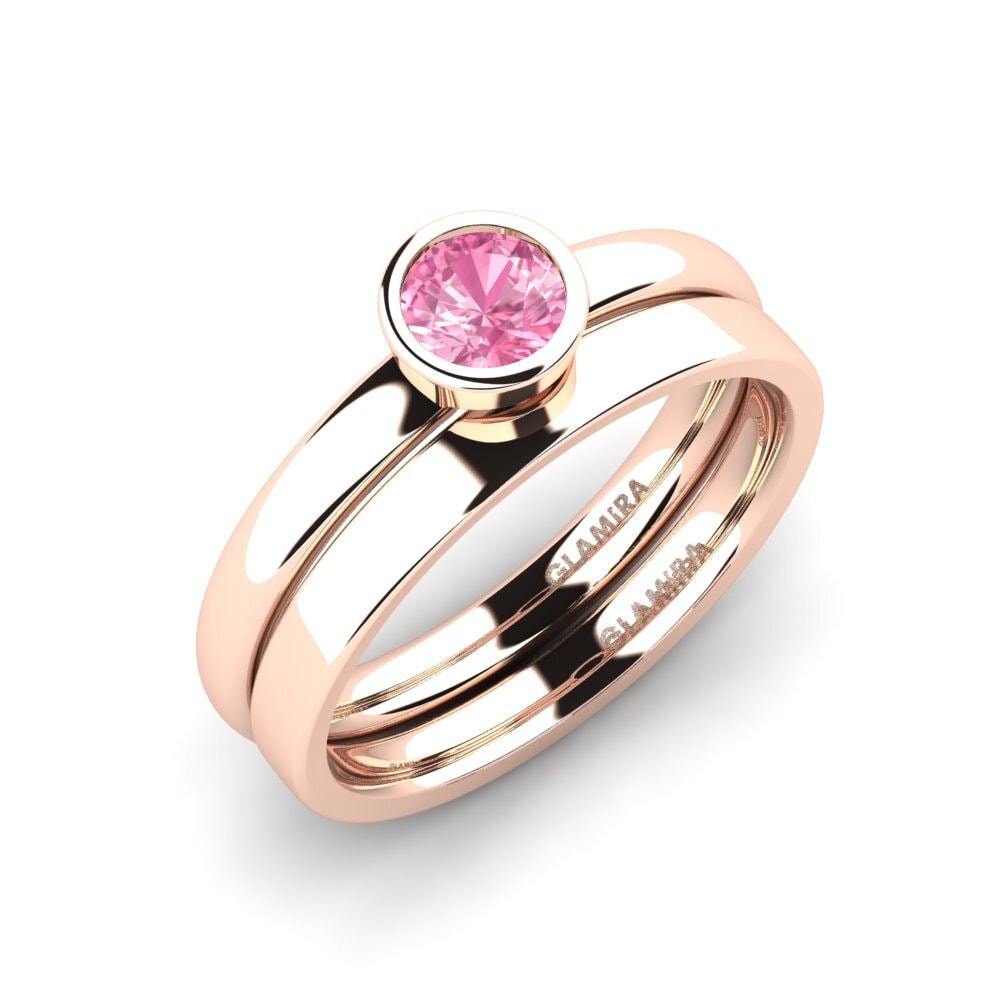 14ct Rose Gold Pink Sapphire Bridal Set True Love
