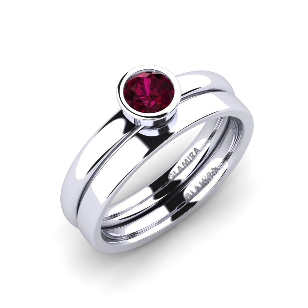 950 Platinum Rhodolite Garnet Bridal Set True Love