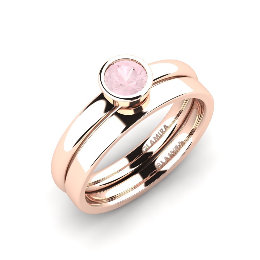 9ct Rose Gold Rose Quartz Bridal Set True Love