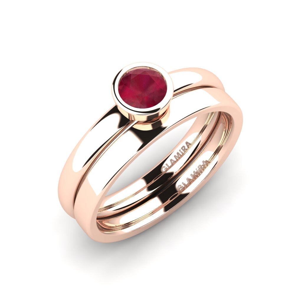9ct Rose Gold Ruby Bridal Set True Love