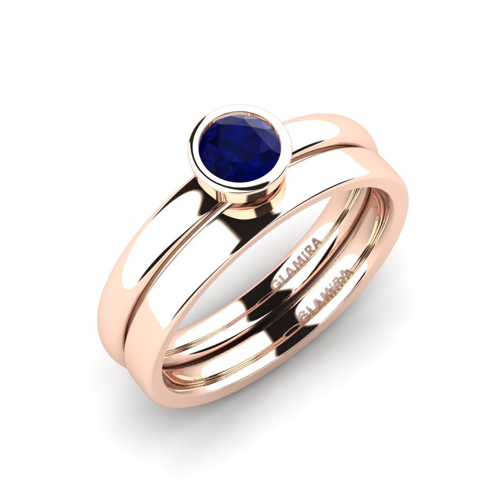 9ct Rose Gold Sapphire Bridal Set True Love