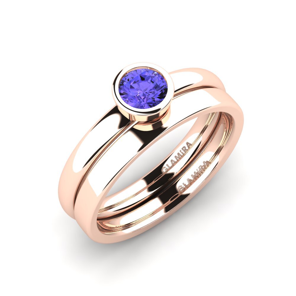 14ct Rose Gold Tanzanite Bridal Set True Love