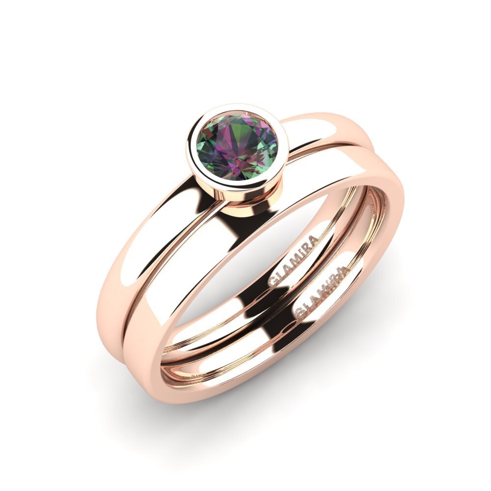 14ct Rose Gold Mystic Topaz Bridal Set True Love