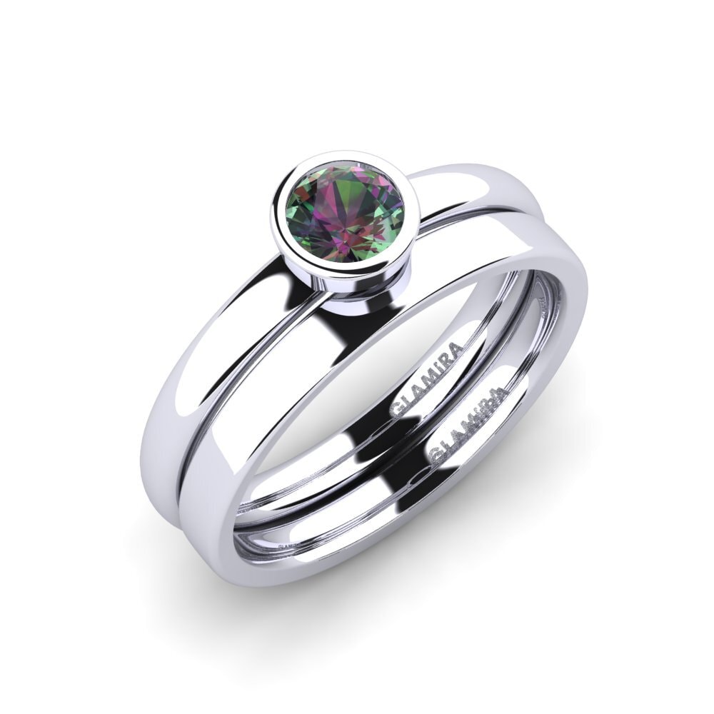 14ct White Gold Mystic Topaz Bridal Set True Love