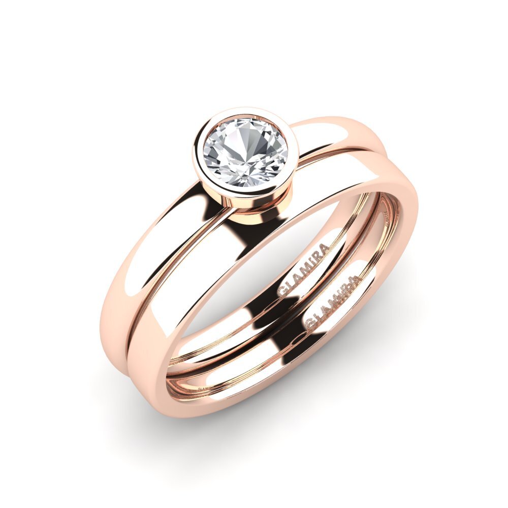 14ct Rose Gold White Zircon Bridal Set True Love