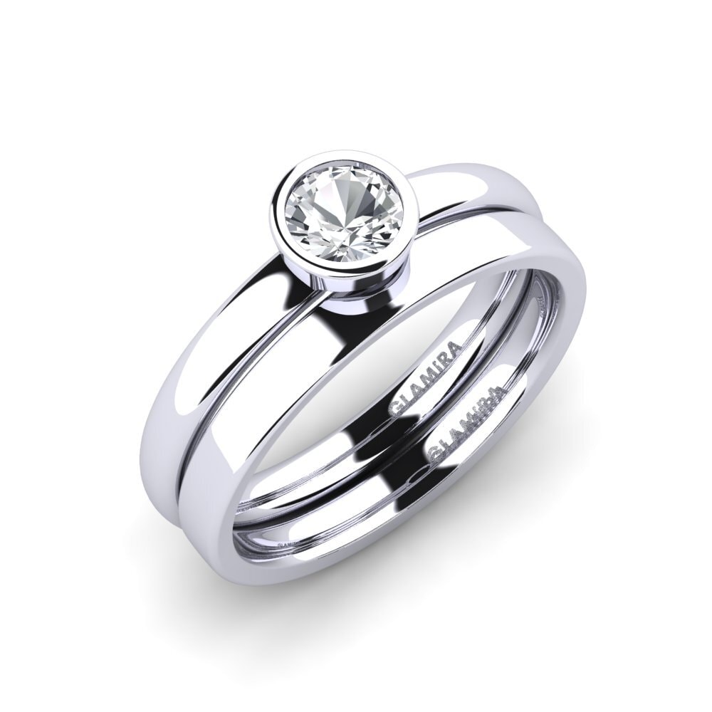 14ct White Gold White Zircon Bridal Set True Love