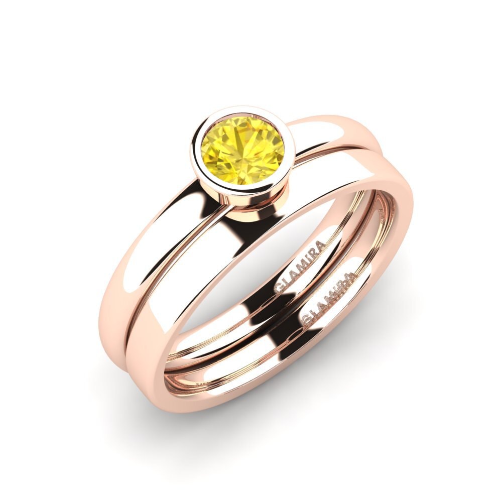 14ct Rose Gold Yellow Sapphire Bridal Set True Love