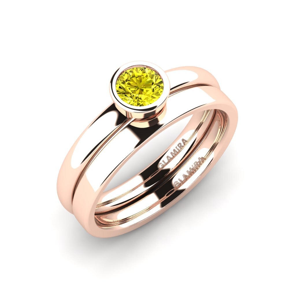 9ct Rose Gold Yellow Diamond Bridal Set True Love