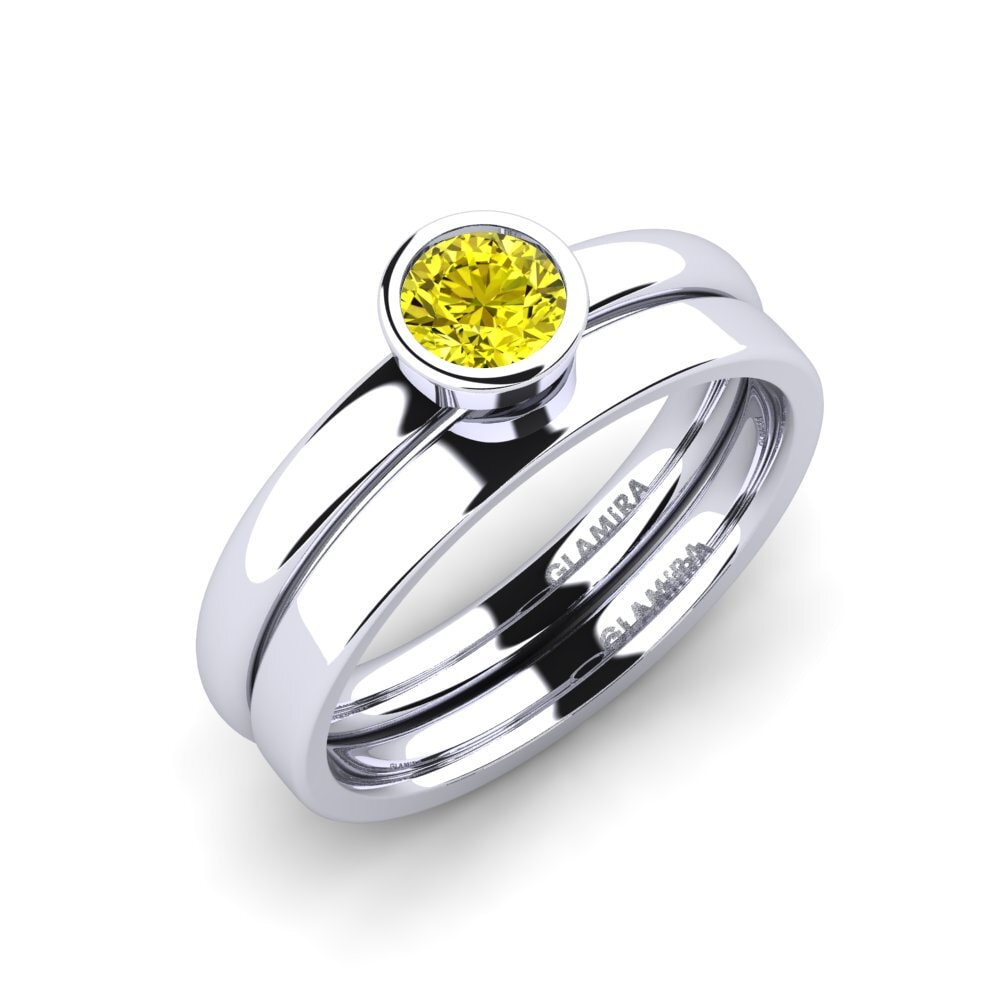 14ct White Gold Yellow Diamond Bridal Set True Love