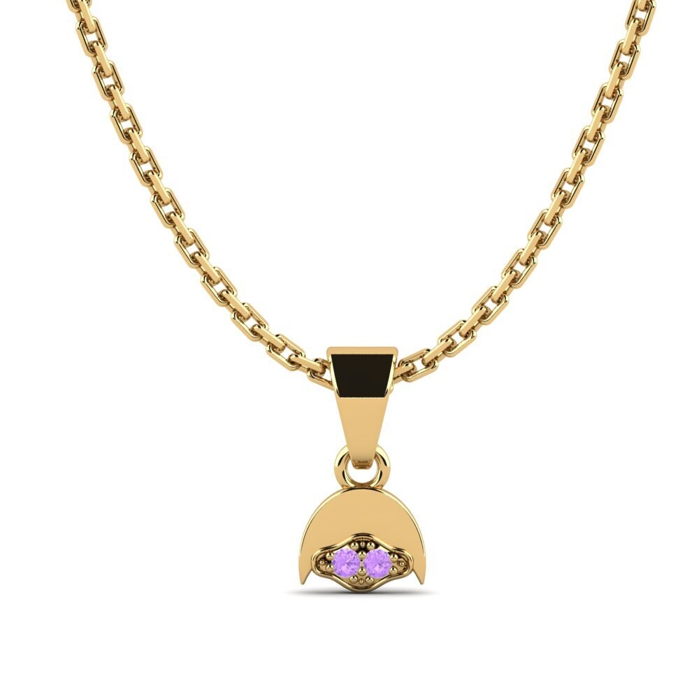 14k Oro Amarillo Amatista Colgante de Mujer Gdansk