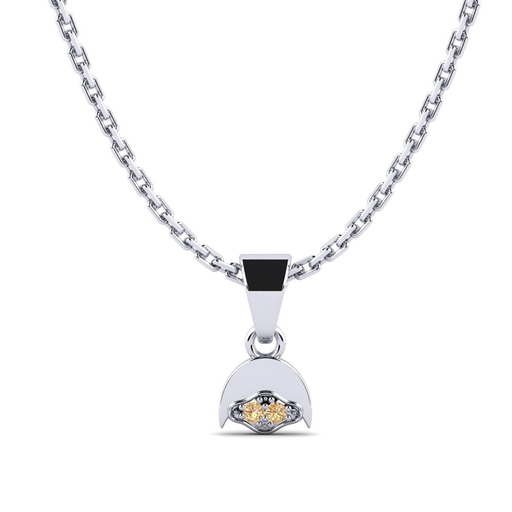 14k Oro Blanco Diamante café Colgante de Mujer Gdansk