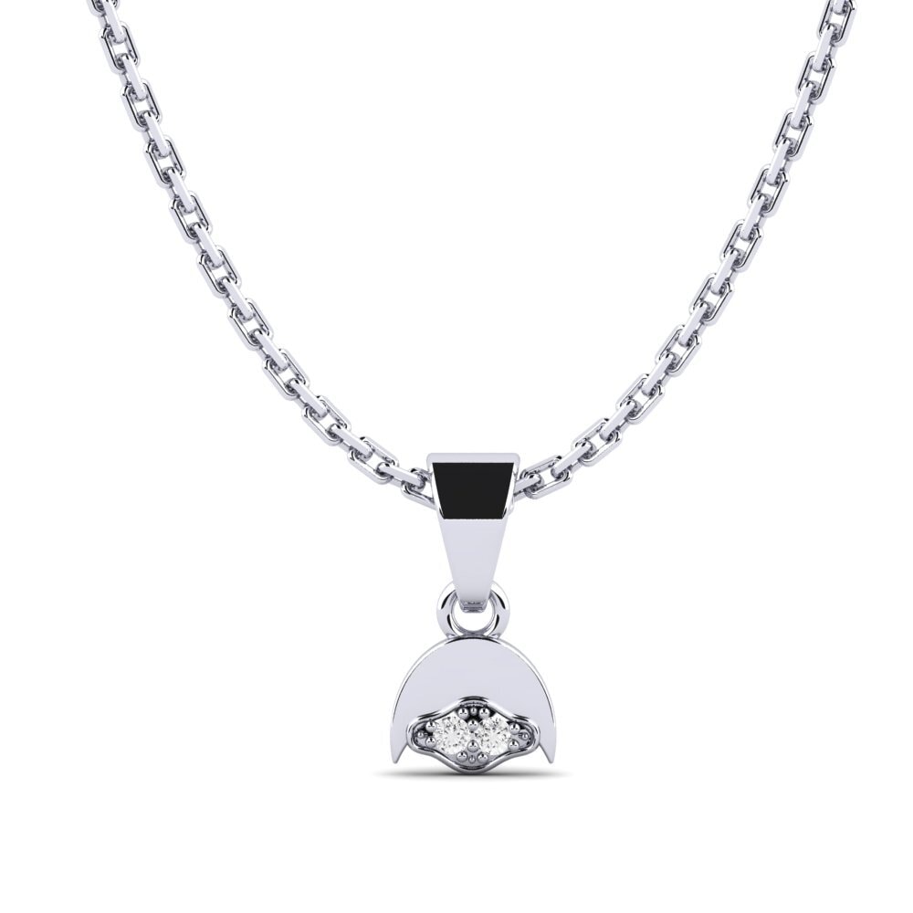 14k Oro Blanco Zafiro blanco Colgante de Mujer Gdansk