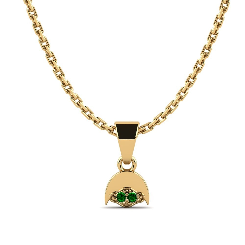 9k Oro Amarillo Circonita Verde Colgante de Mujer Gdansk