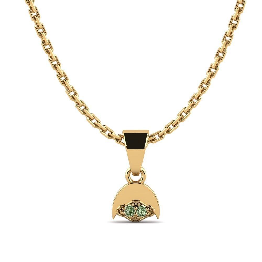 14k Oro Amarillo Diamante Verde Colgante de Mujer Gdansk