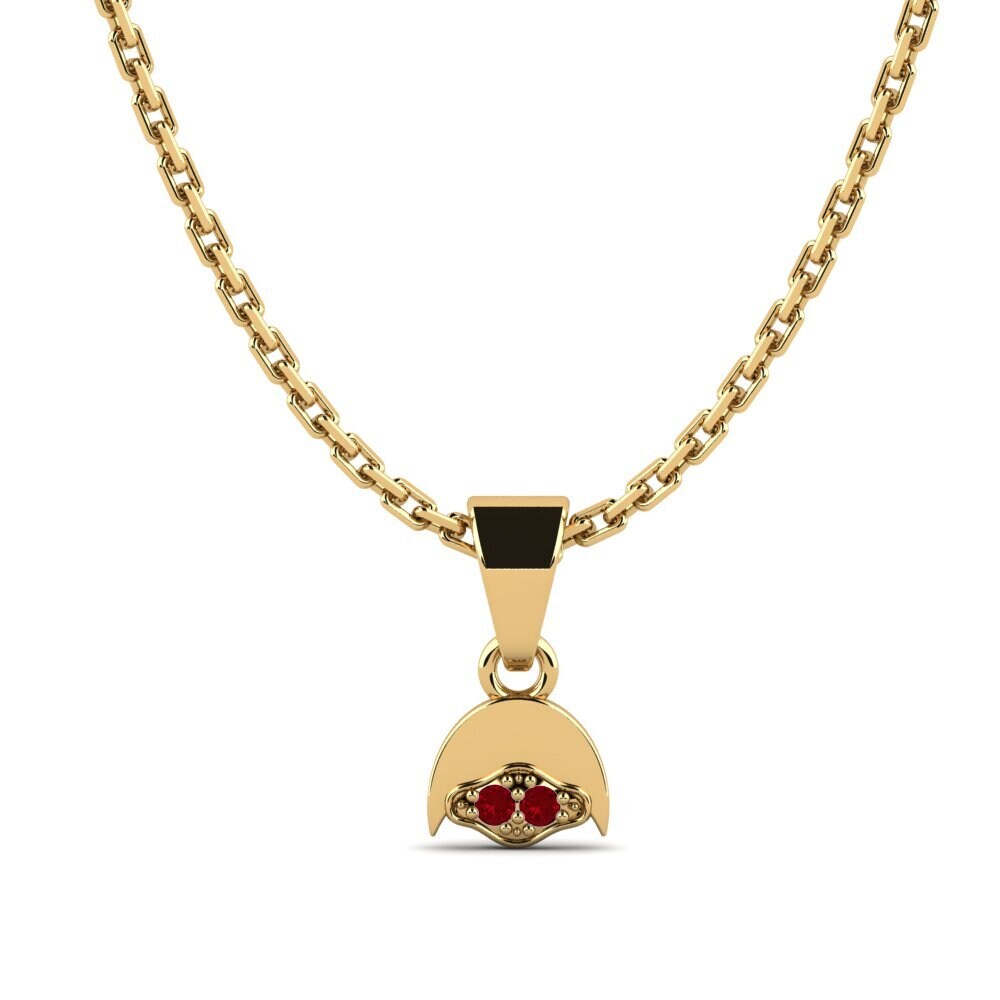 9k Oro Amarillo Circonita Roja Colgante de Mujer Gdansk