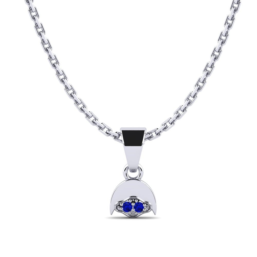 18k Oro Blanco Zafiro Colgante de Mujer Gdansk