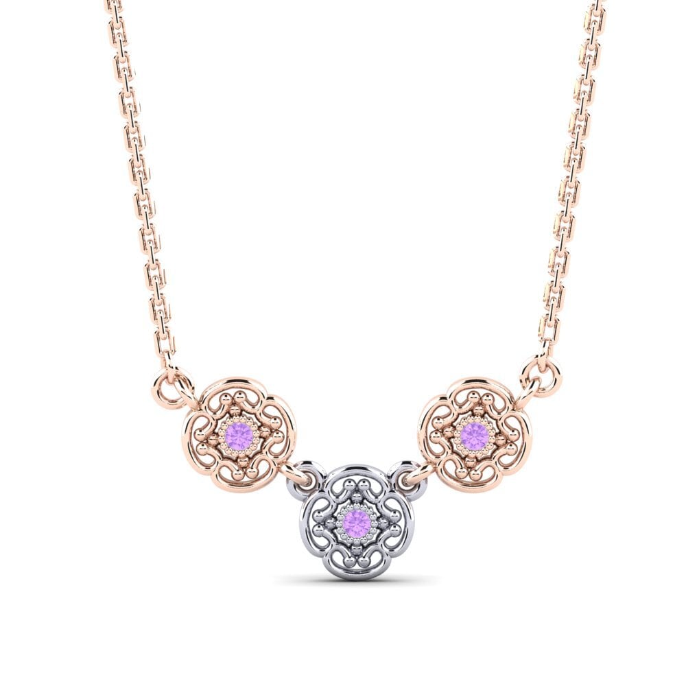 9k Oro Rosa & Blanco Amatista Collar de Mujer Geelong
