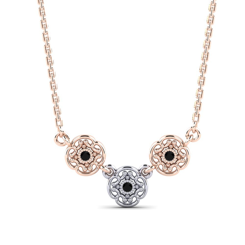 14k Oro Rosa & Blanco Zafiro negro Collar de Mujer Geelong