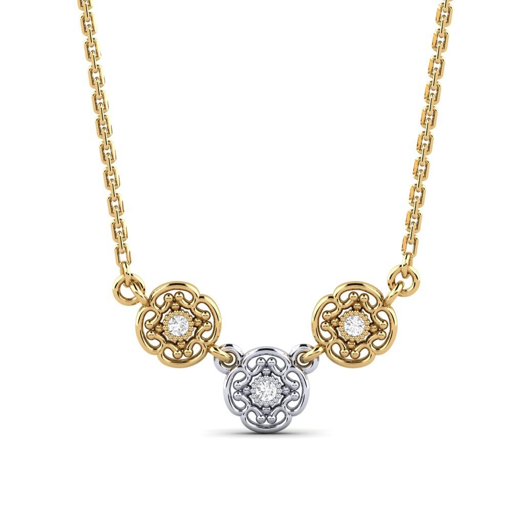 9k Oro Amarillo & Blanco Zafiro blanco Collar de Mujer Geelong