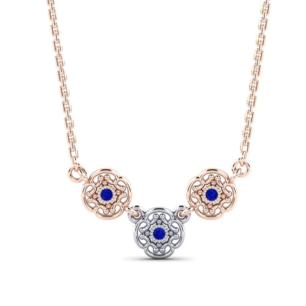 9k Oro Rosa & Blanco Zafiro Collar de Mujer Geelong
