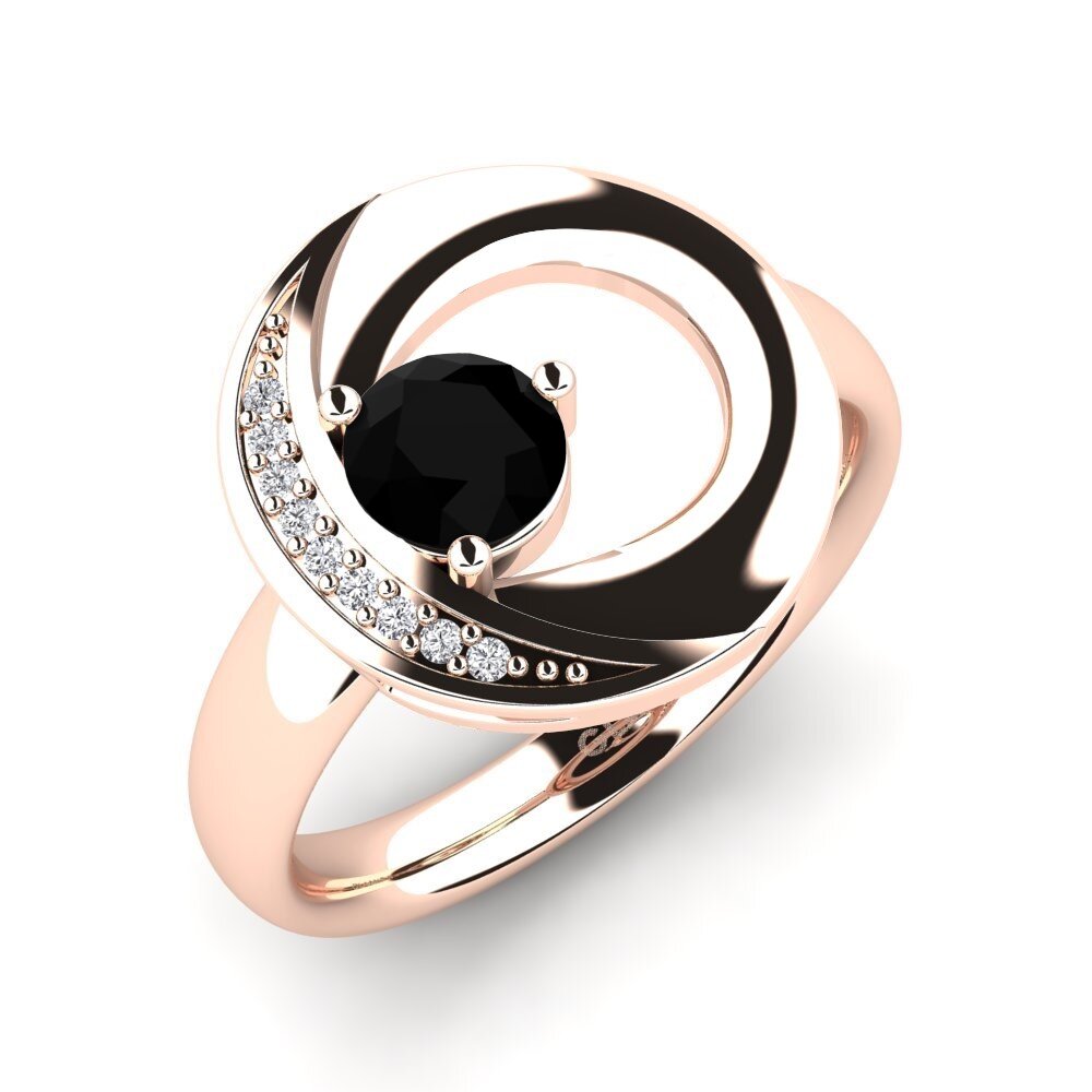 Oro Rosso 585 Diamante Nero Anello Gelsomino