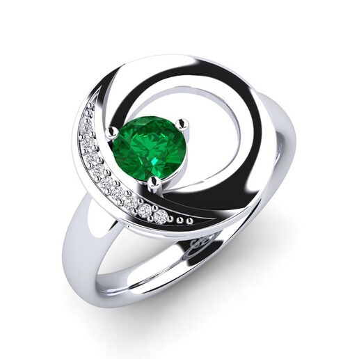 Ring Gelsomino 585 White Gold & Emerald (Lab Created) & Diamond