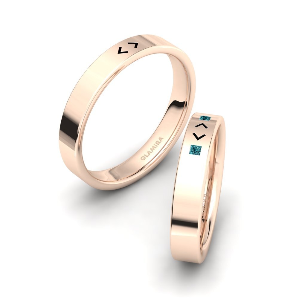 750 Rood Goud Blauwe Diamant Ringen Gemisre SET