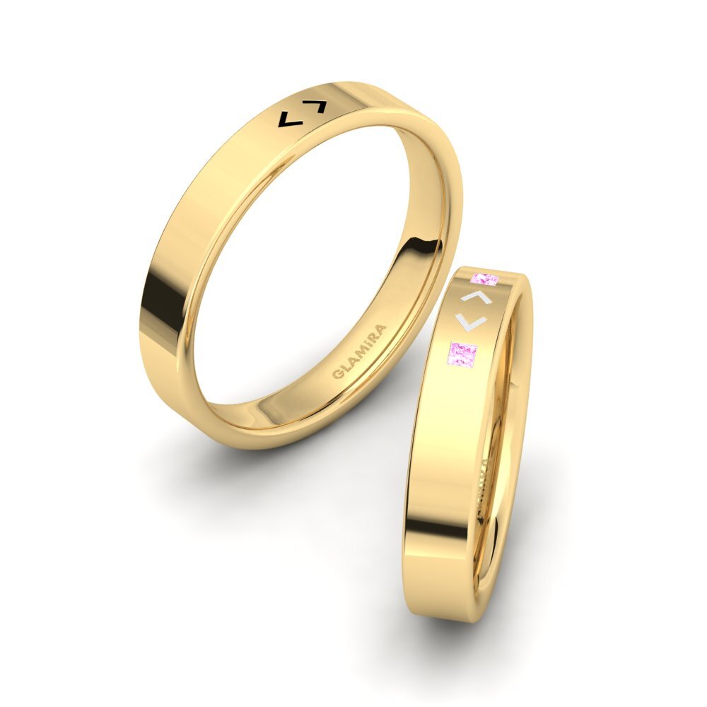 18K Geel Goud Roze Saffier Ringen Gemisre SET