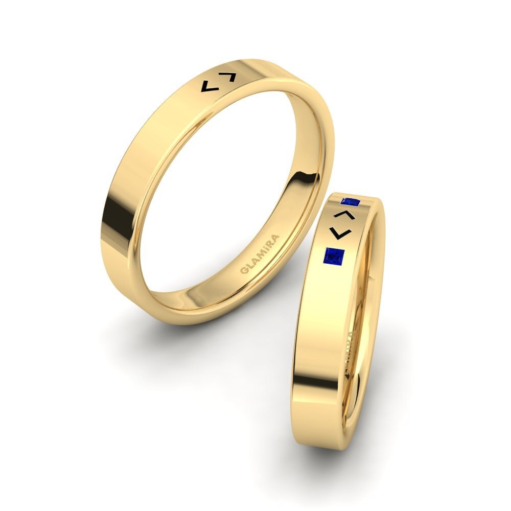 18K Geel Goud Saffier Ringen Gemisre SET