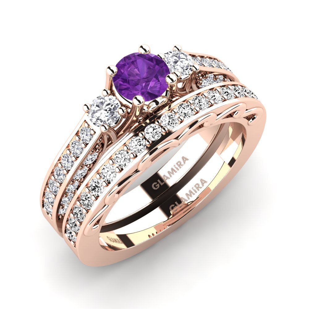 9ct Rose Gold Amethyst Bridal Set Gemmiferous