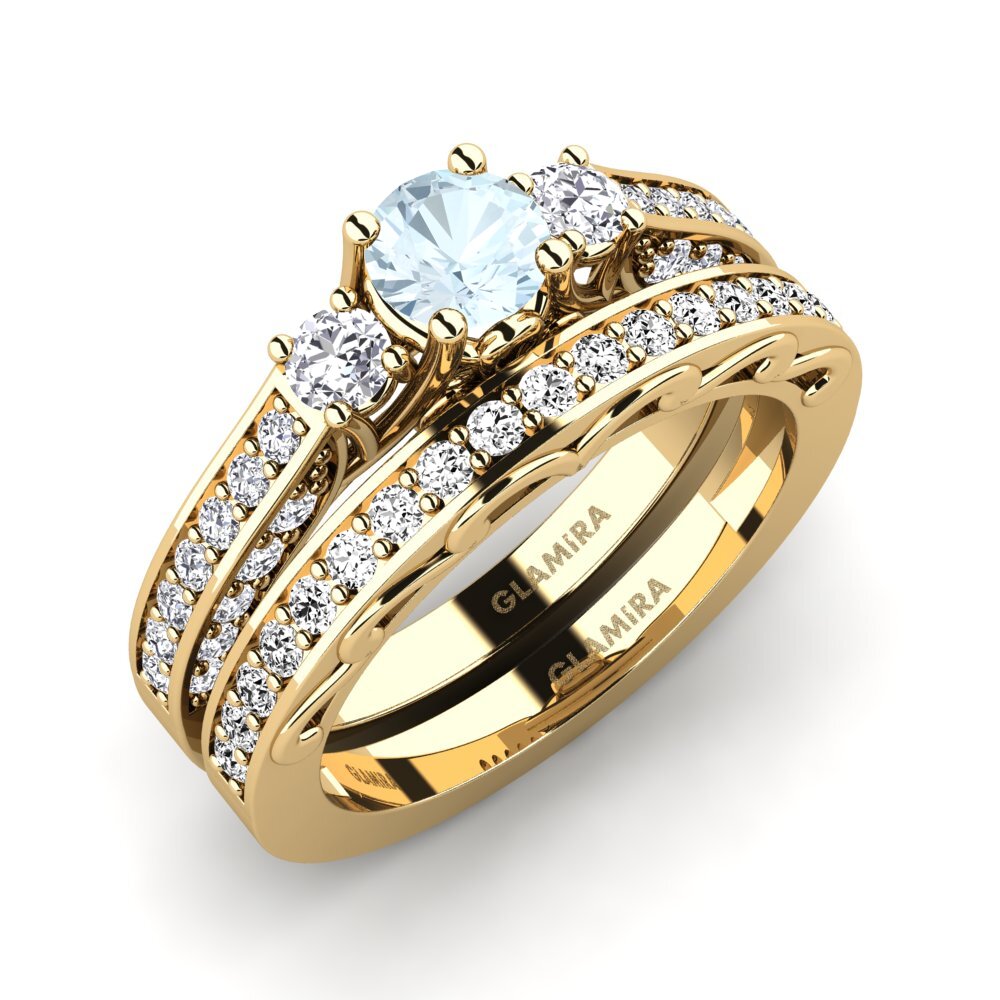 18ct Yellow Gold Aquamarine Bridal Set Gemmiferous