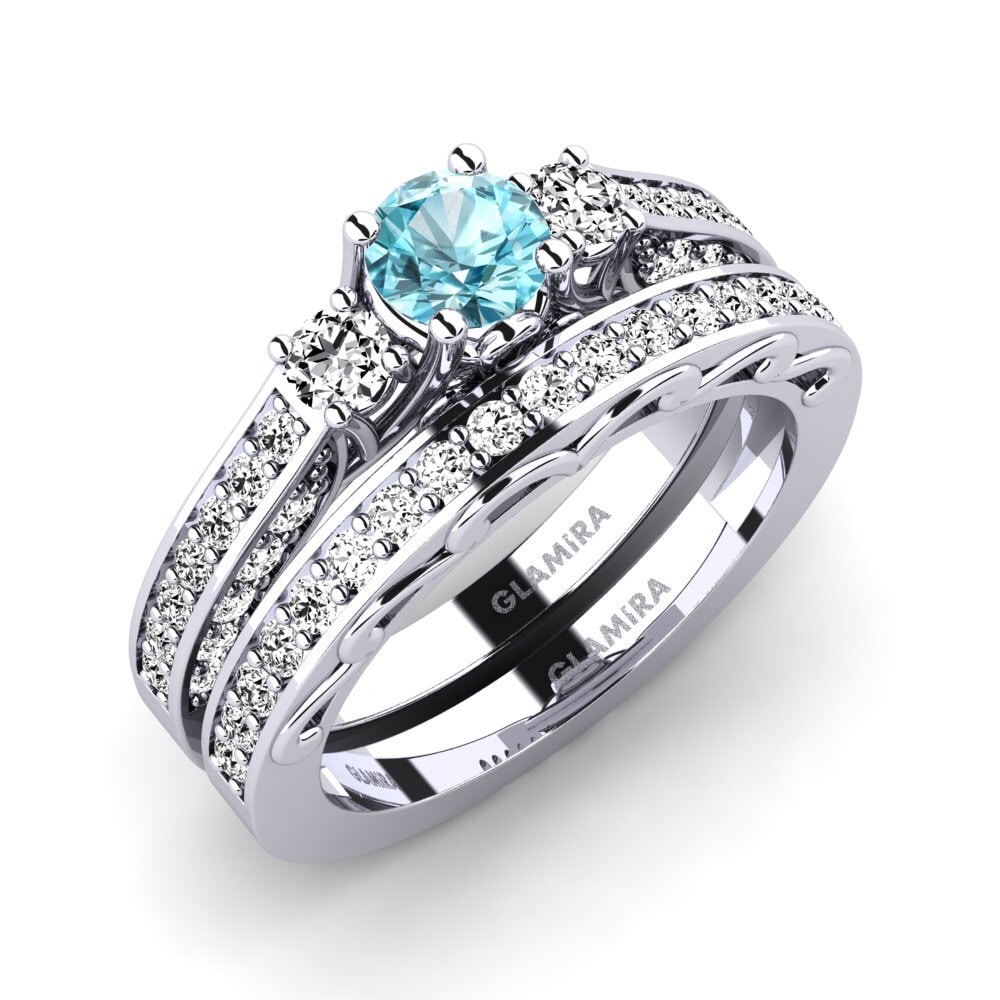 Zirkonia Biru Set Pengantin Gemmiferous