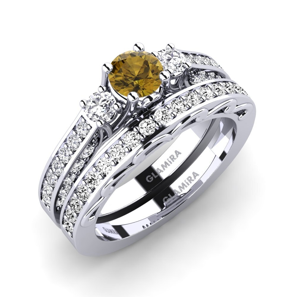 Round Brown Zircon Bridal Set Gemmiferous