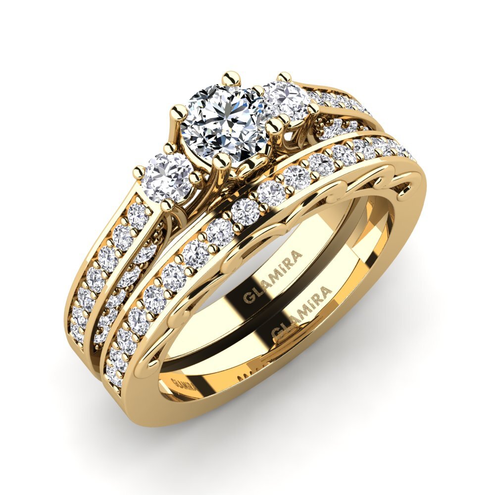 14k Oro Amarillo Circonita Set de Anillos Gemmiferous