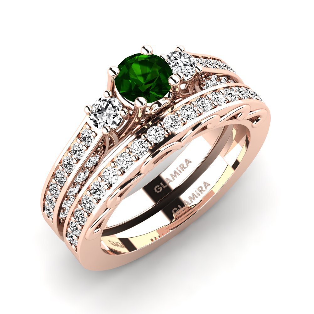 14ct Rose Gold Green Tourmaline Bridal Set Gemmiferous