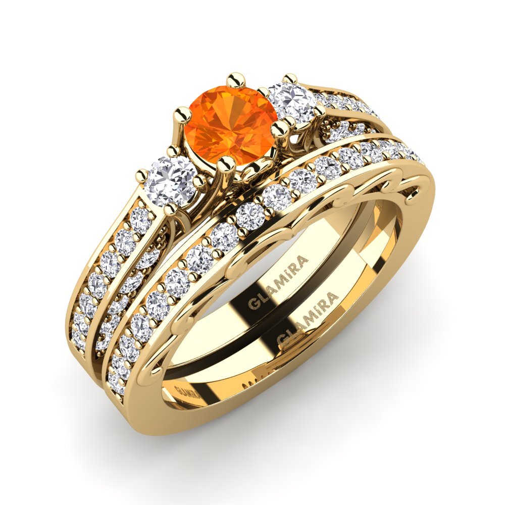 375 Gult Guld Orange Safir Brudesæt Gemmiferous