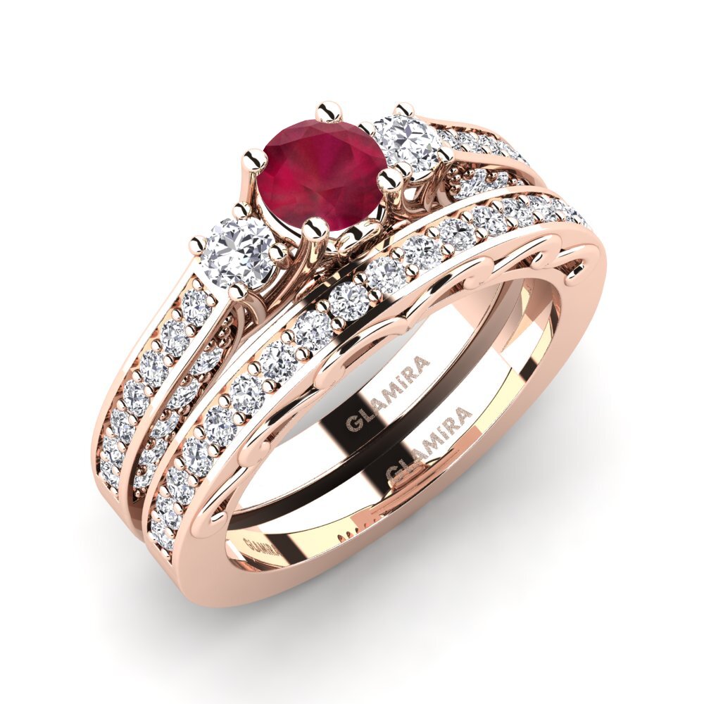 9ct Rose Gold Ruby Bridal Set Gemmiferous