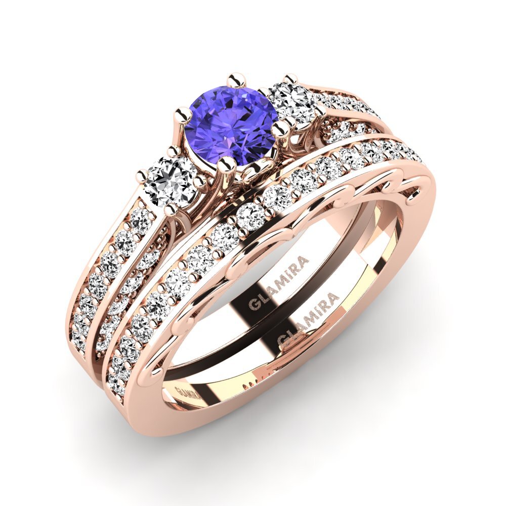 14ct Rose Gold Tanzanite Bridal Set Gemmiferous