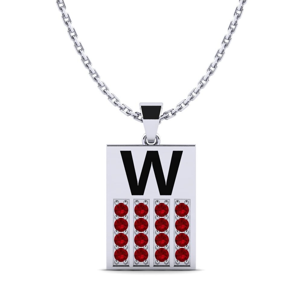 Weißgold 750 Roter Zirkonia Damen anhänger Generale - W