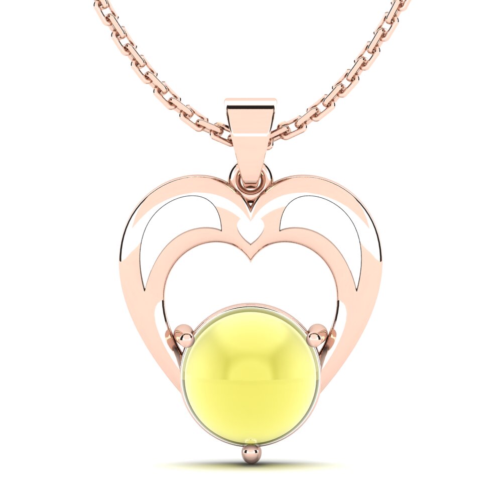 14k Oro Rosa Topacio Limón Cabujón Colgante de Mujer Generose
