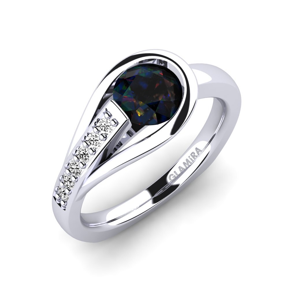 Black Opal Engagement Ring Genifer 0.8 crt
