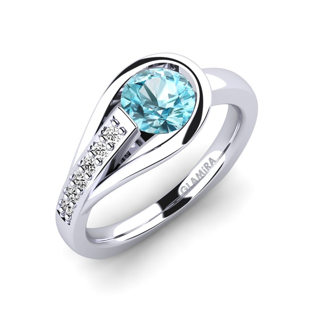 Đá Zircon Xanh Nhẫn đính hôn Genifer 0.8 crt