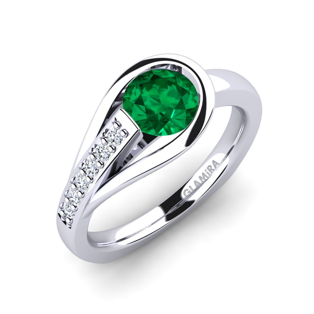 Emerald (Lab Created) Engagement Ring Genifer 0.8 crt
