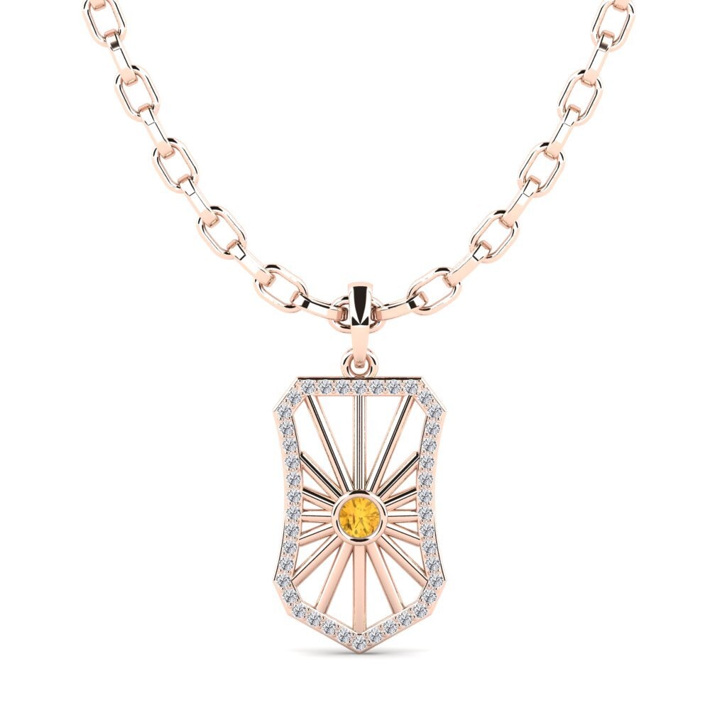 14ct Rose Gold Citrine Men's Pendant Gennady