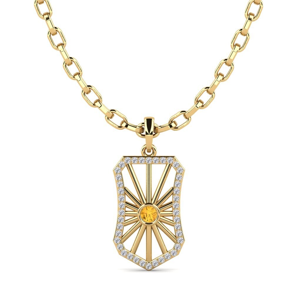 14ct Yellow Gold Citrine Men's Pendant Gennady