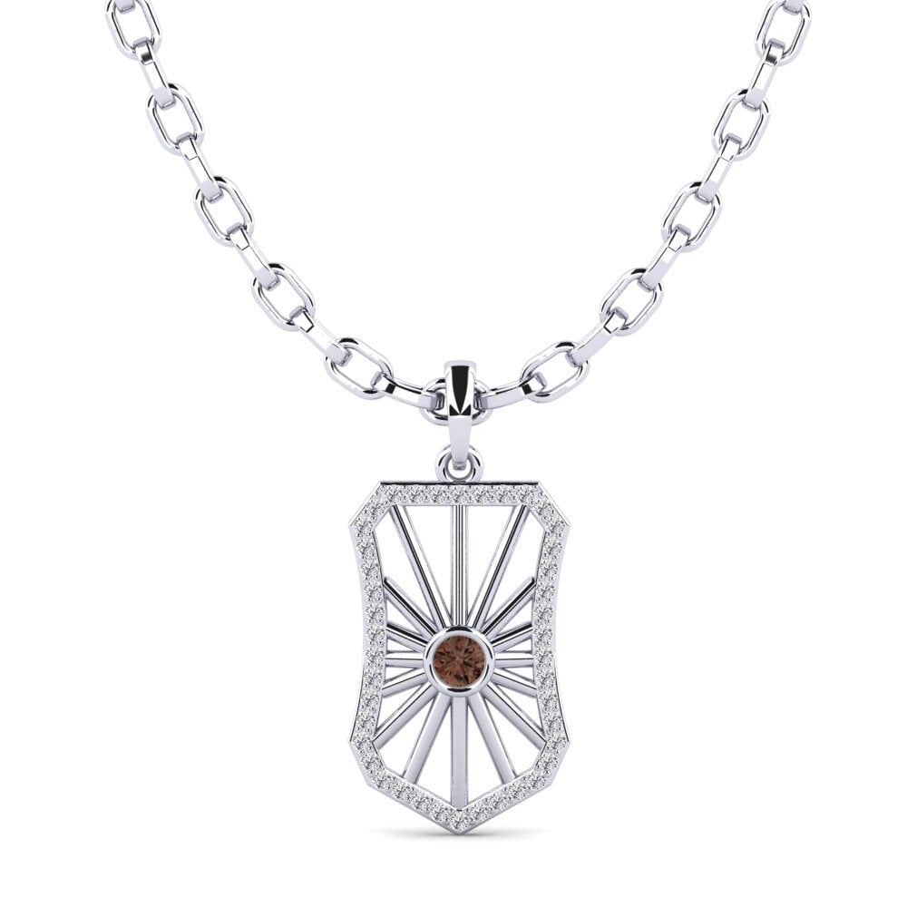 14ct White Gold Smoky Quartz Men's Pendant Gennady
