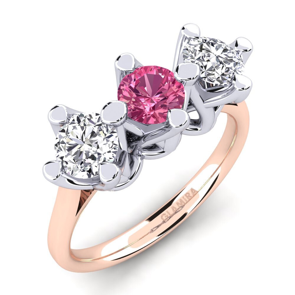 14ct White & Rose Gold Pink Tourmaline Engagement Ring Gennarina