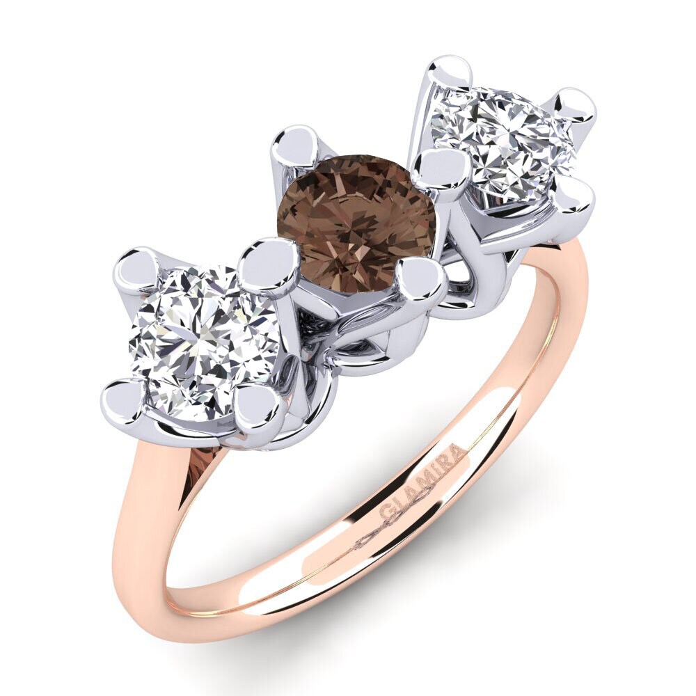 9ct White & Rose Gold Smoky Quartz Engagement Ring Gennarina