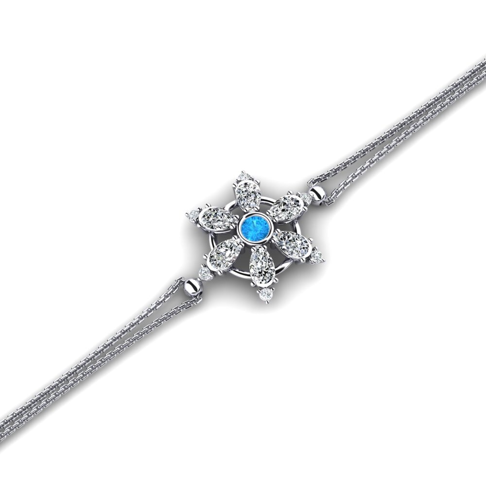 9ct White Gold Blue Topaz Women's Bracelet Genrikh